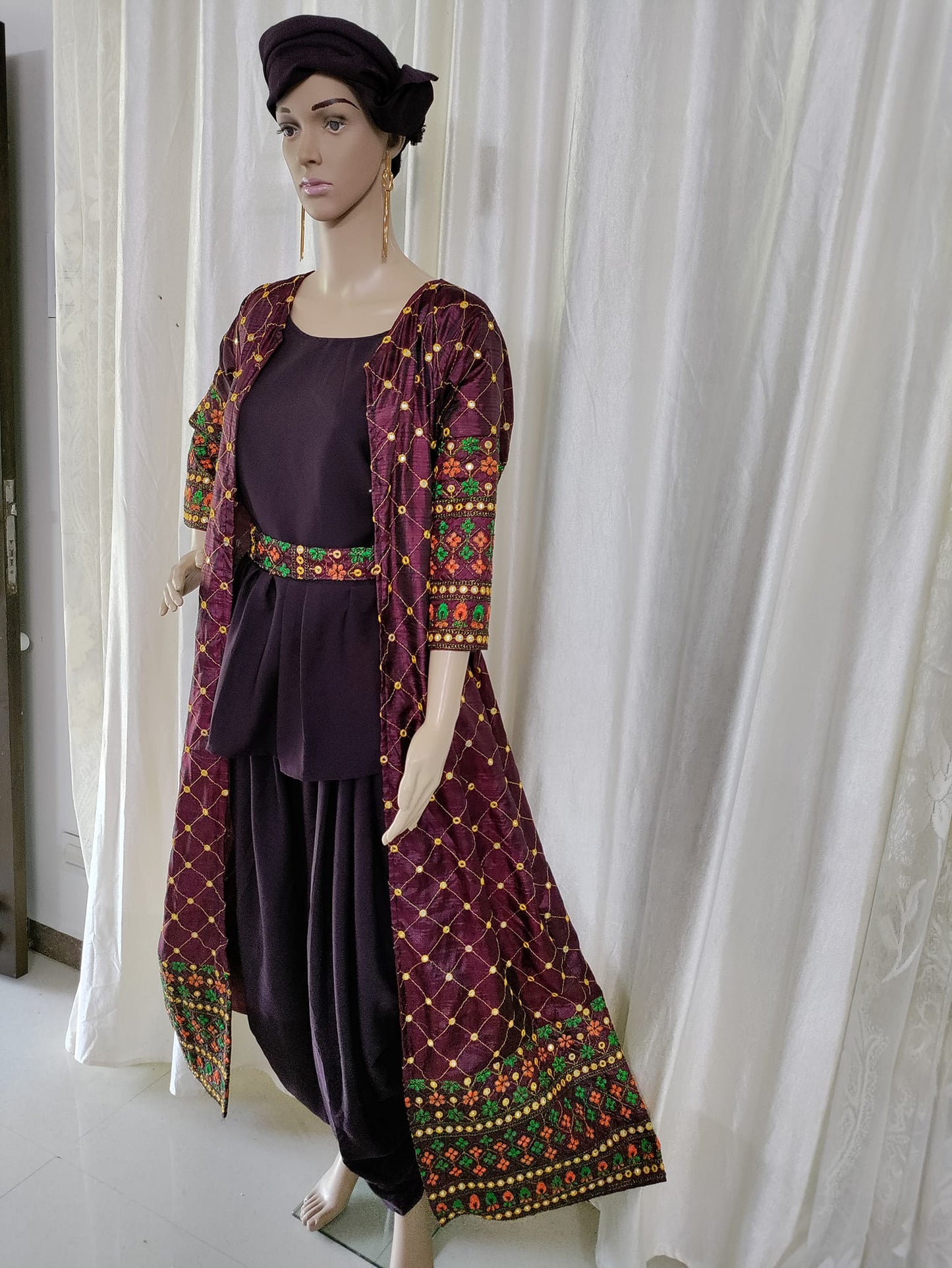 Tops with dhothi salwar  with Sequin Shrug