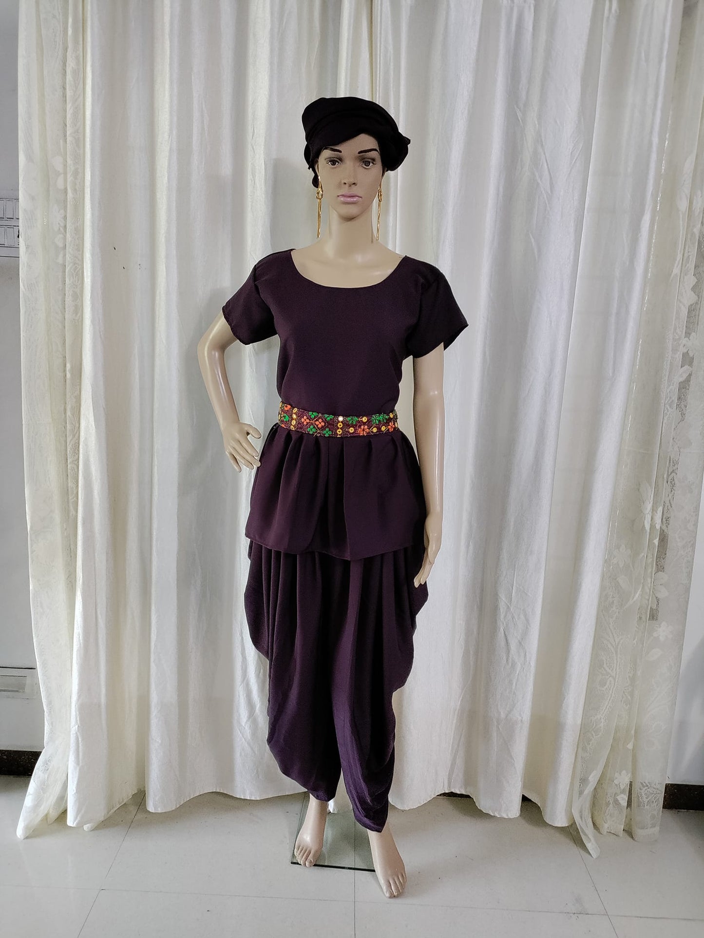 Tops with dhothi salwar  with Sequin Shrug