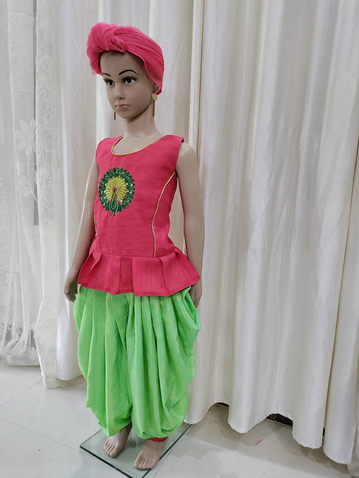 Kids embroidered top with Dhoti salwar from Maanas Designs