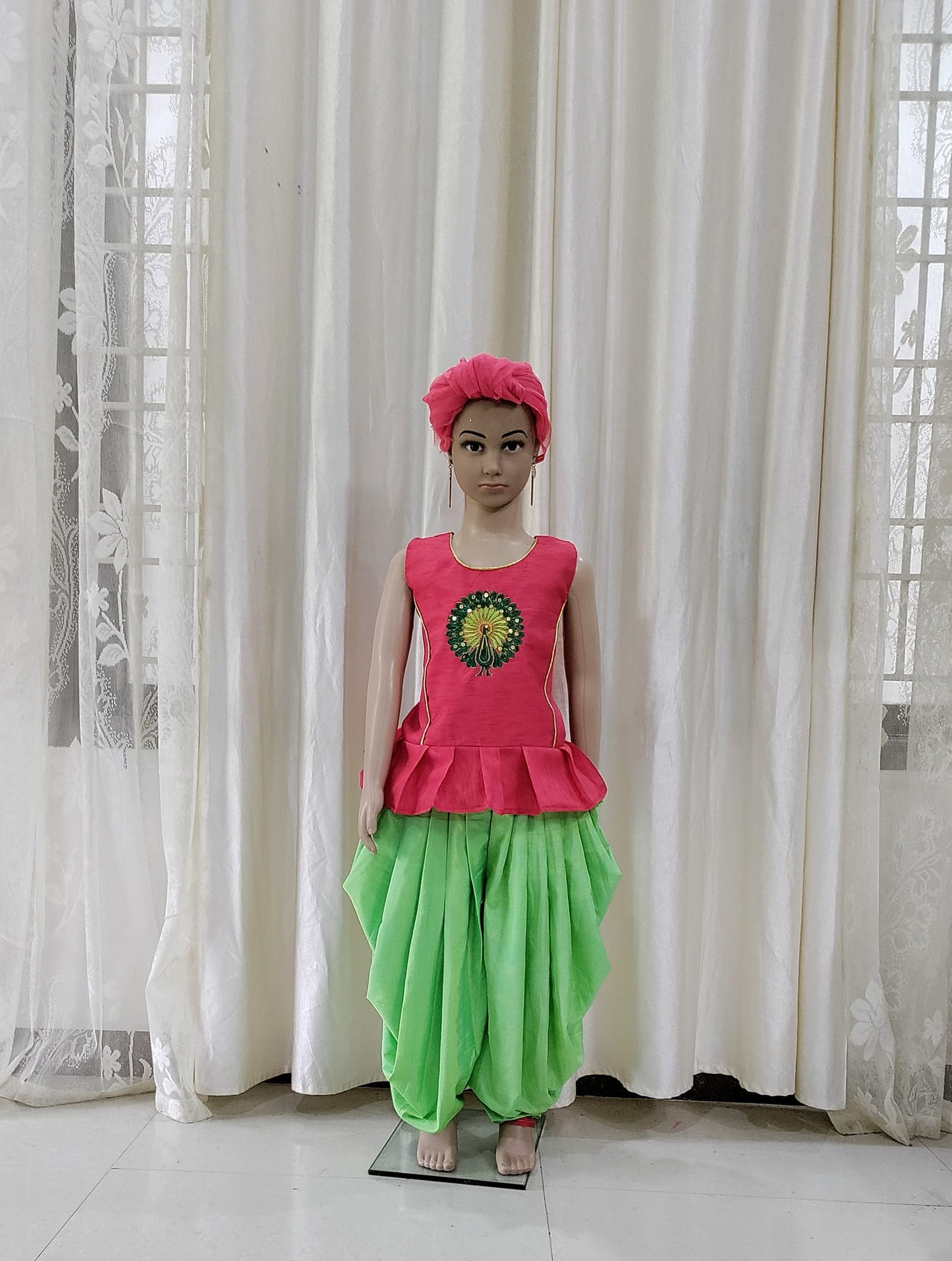 Kids embroidered top with Dhoti salwar from Maanas Designs