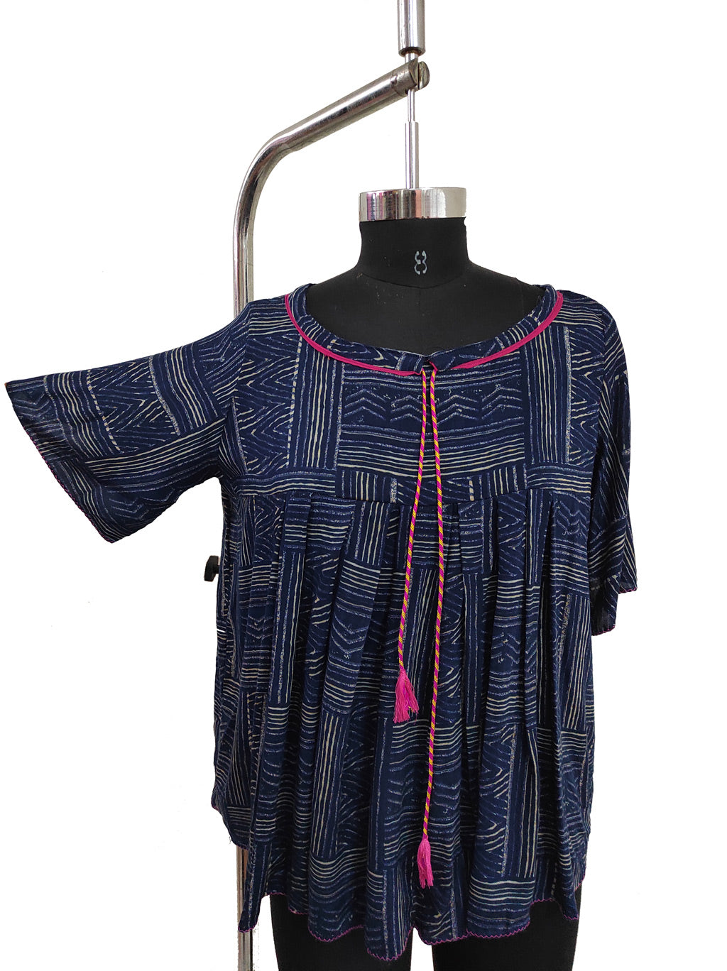 Navy blue cotton printed top