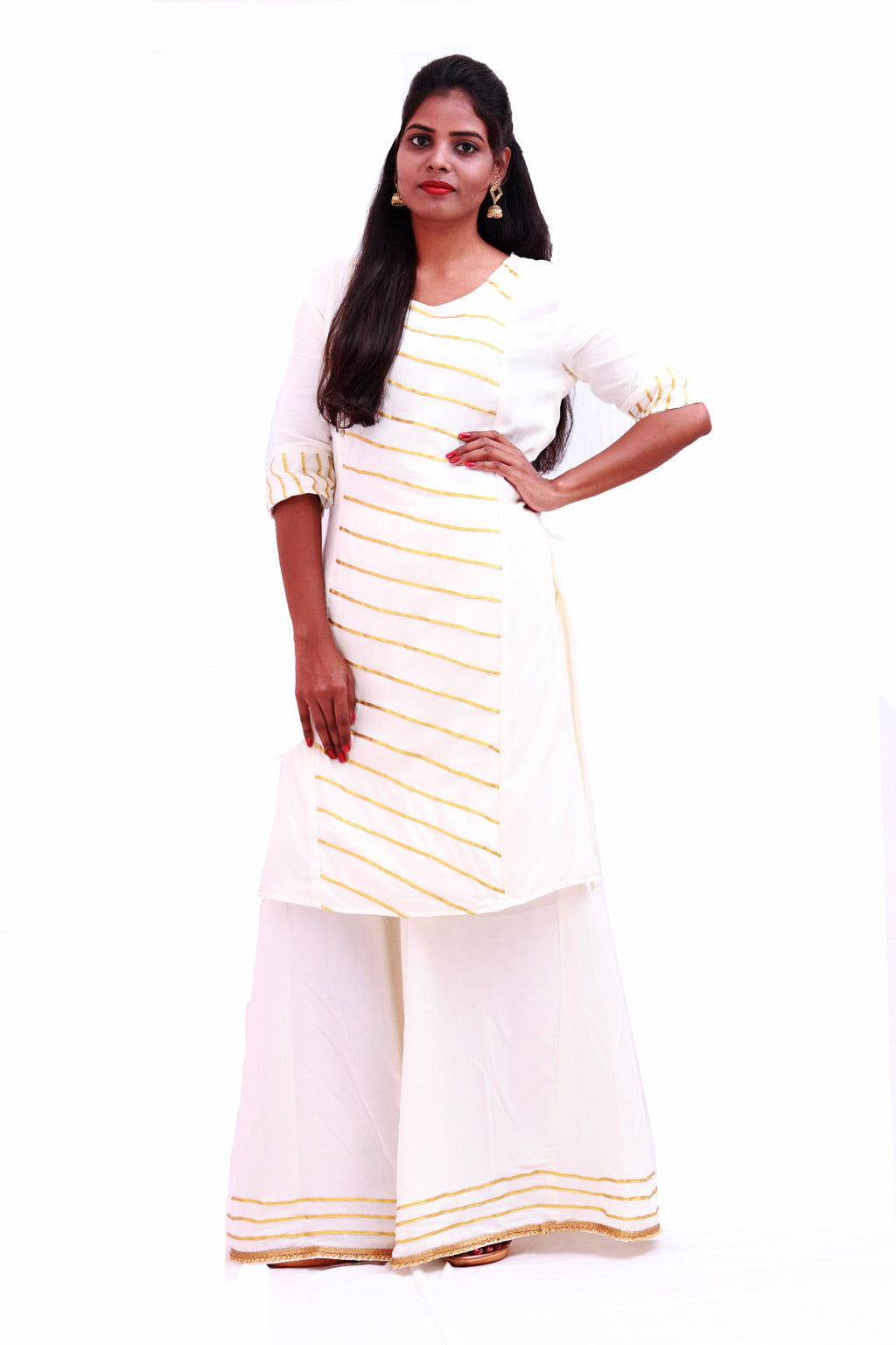 Half White Palazzo with Kurti