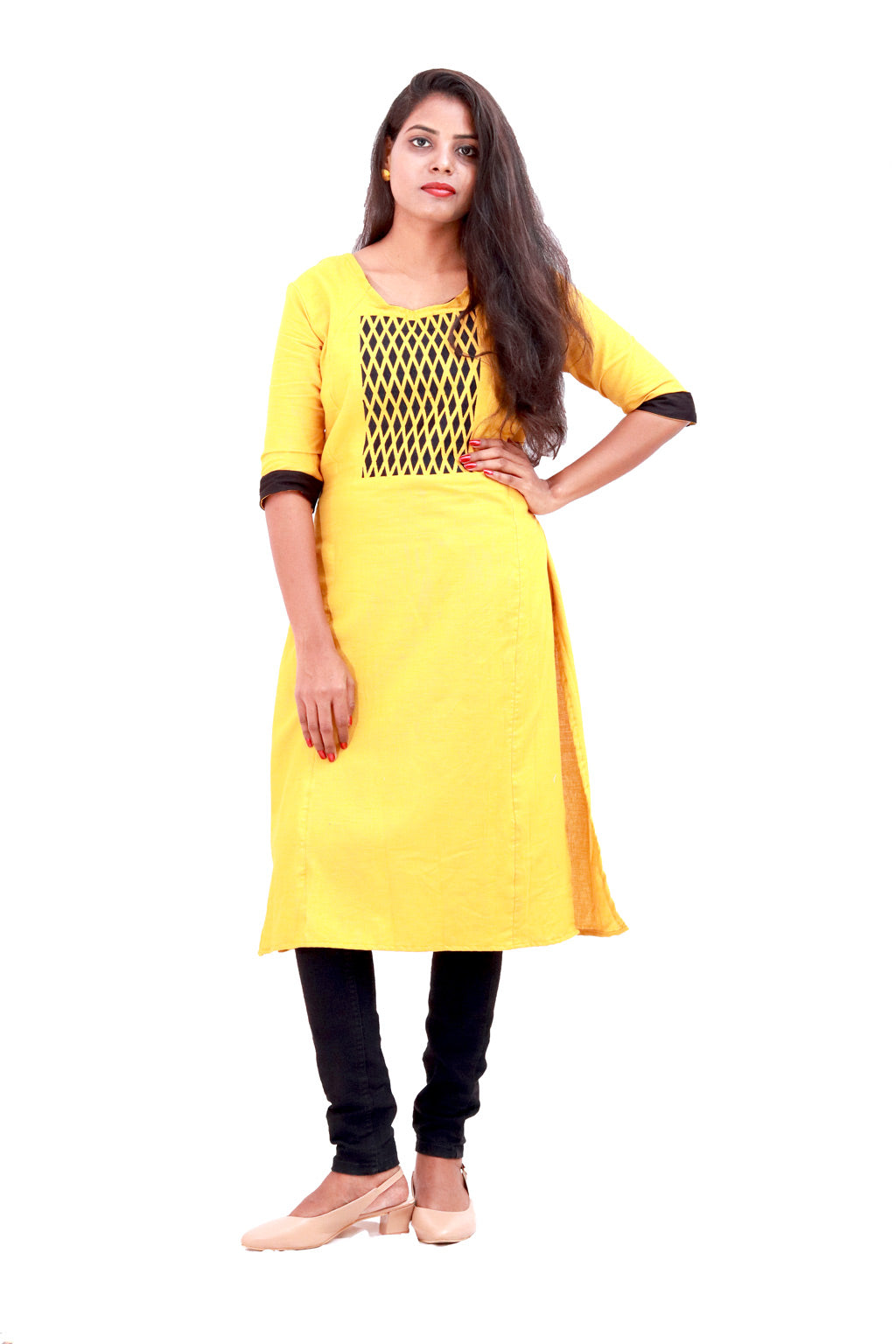 Yellow Embroidered Kurti