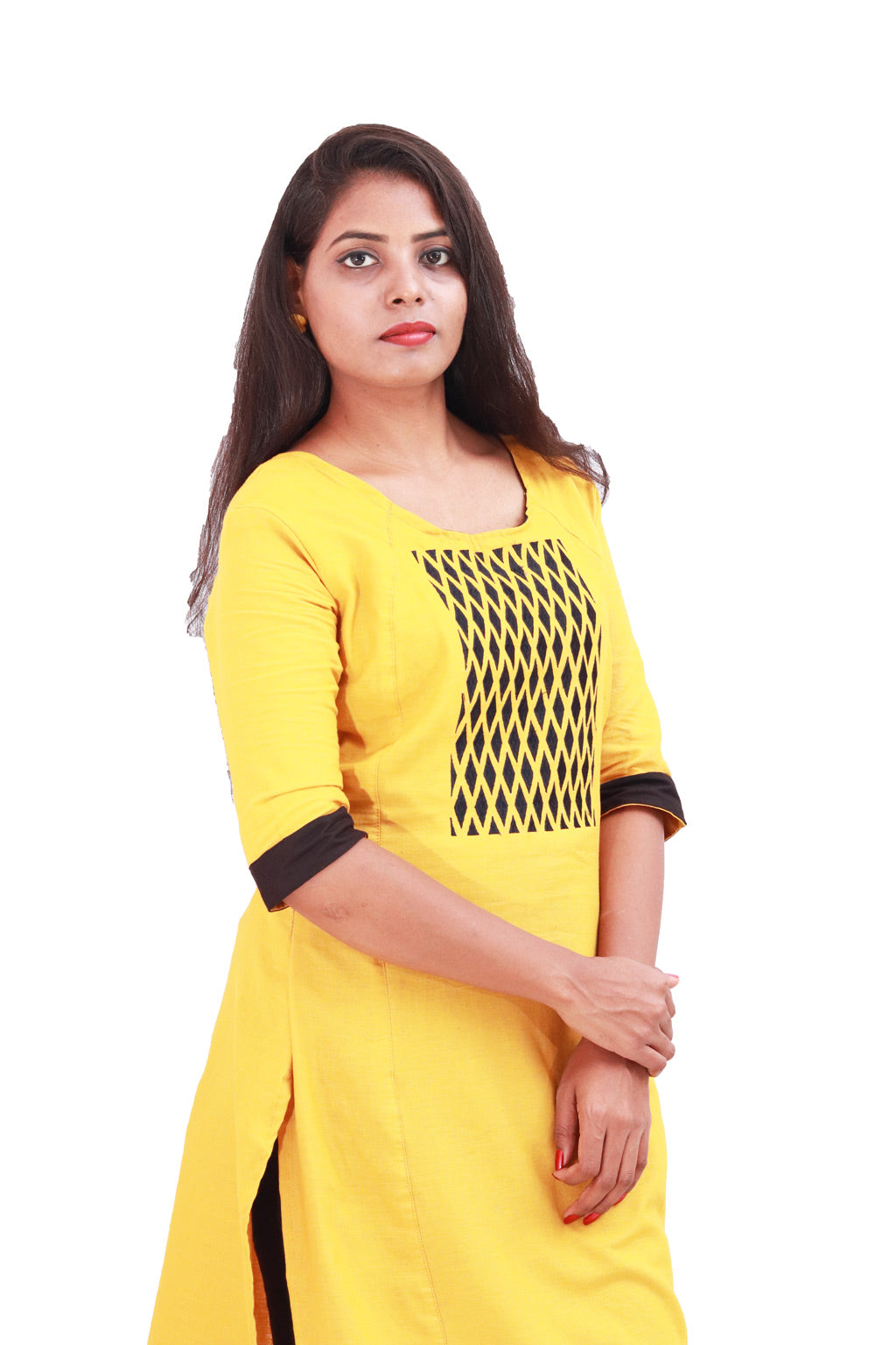 Yellow Embroidered Kurti