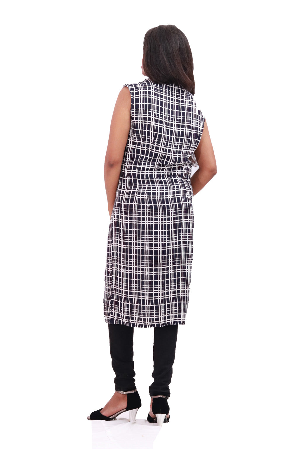 Checked Scarf collared dress