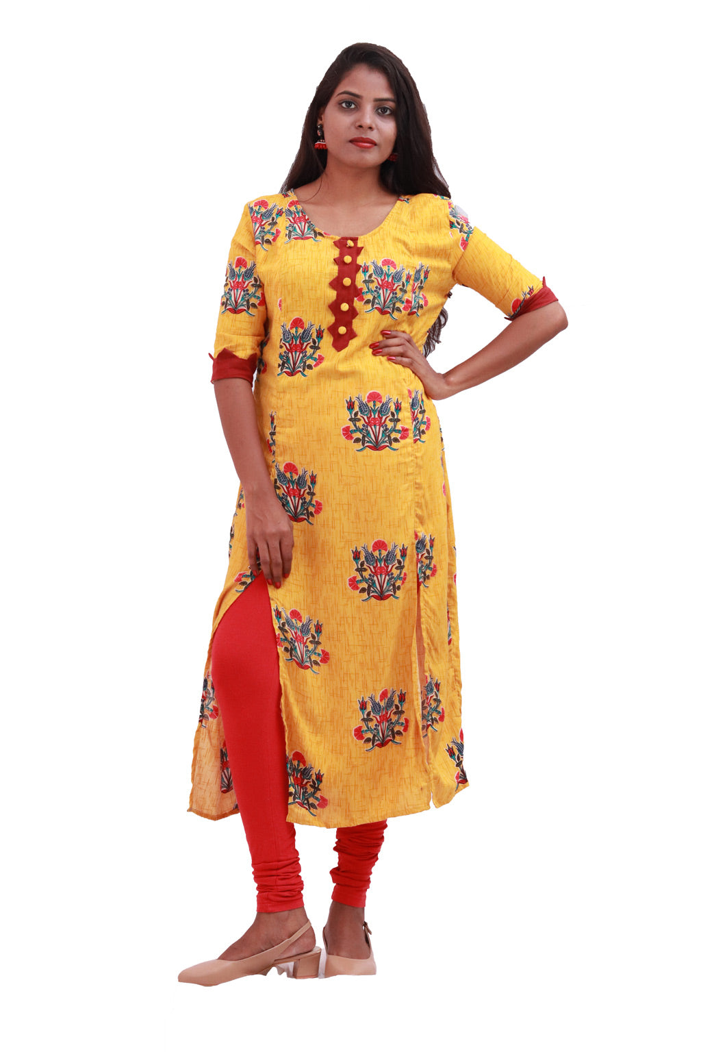 Yellow Color Printed Kurti