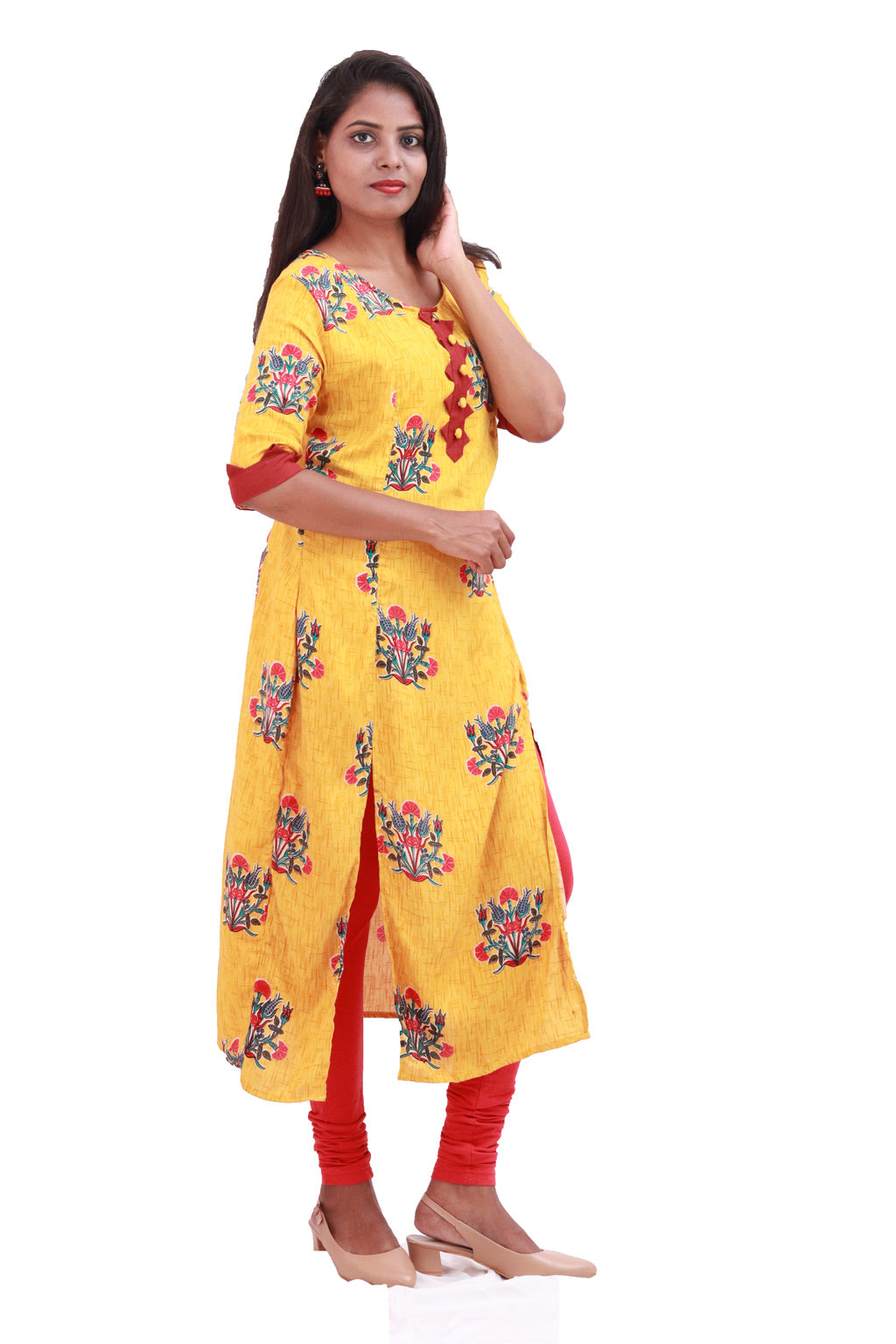 Yellow Color Printed Kurti