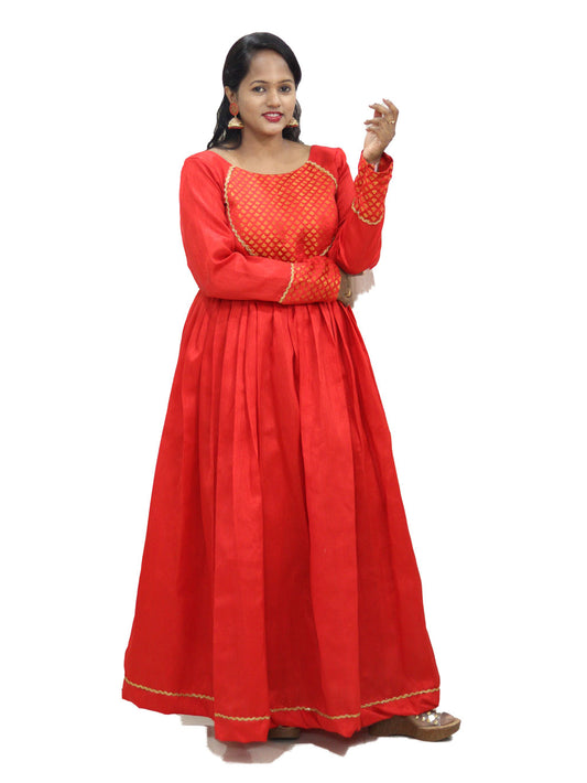 Traditional Full Length Red Dress by Maanas Designs