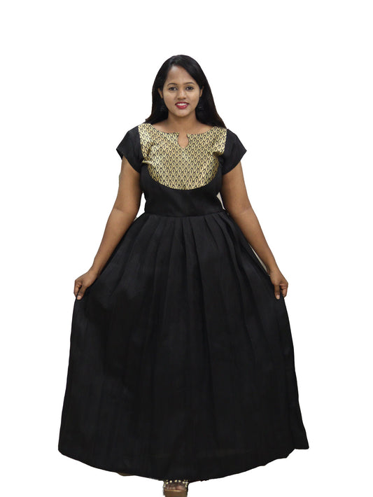 Traditional Full Length Black Dress by Maanas Designs