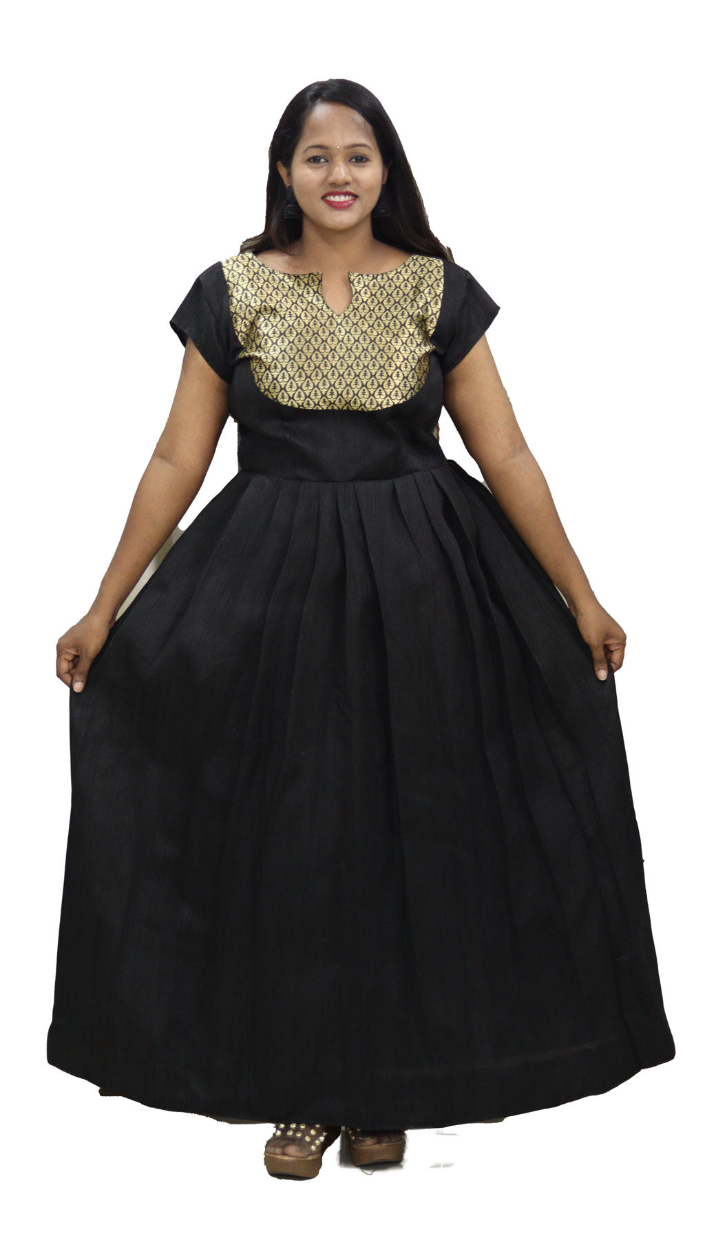 Traditional Full Length Black Dress by Maanas Designs