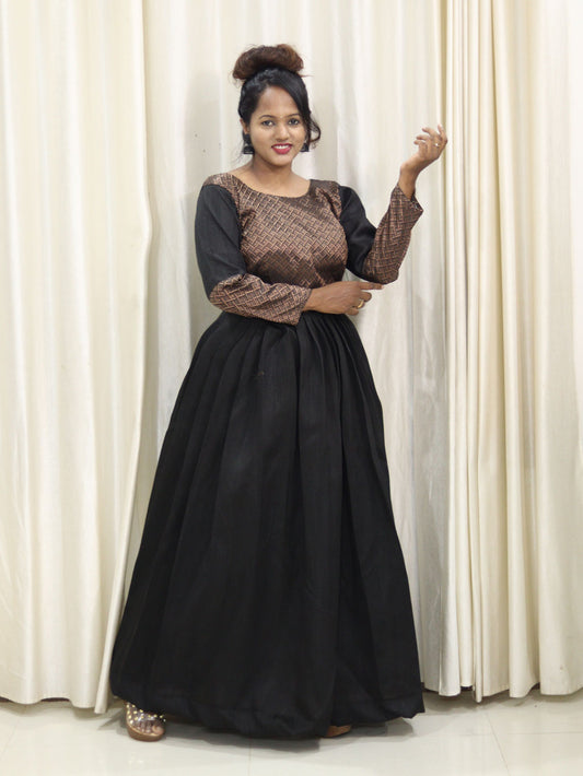 Traditional Full Length Black Dress by Maanas Designs