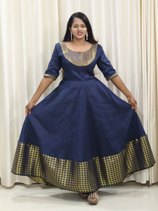 Traditional Full Length Blue Dress by Maanas Designs