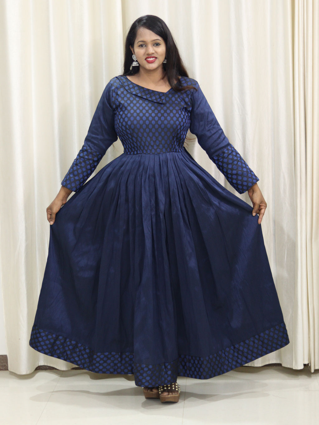 Traditional Full Length Blue Dress by Maanas Designs