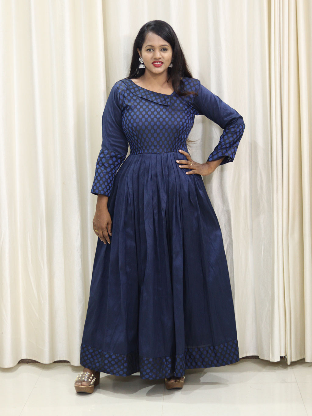 Traditional Full Length Blue Dress by Maanas Designs