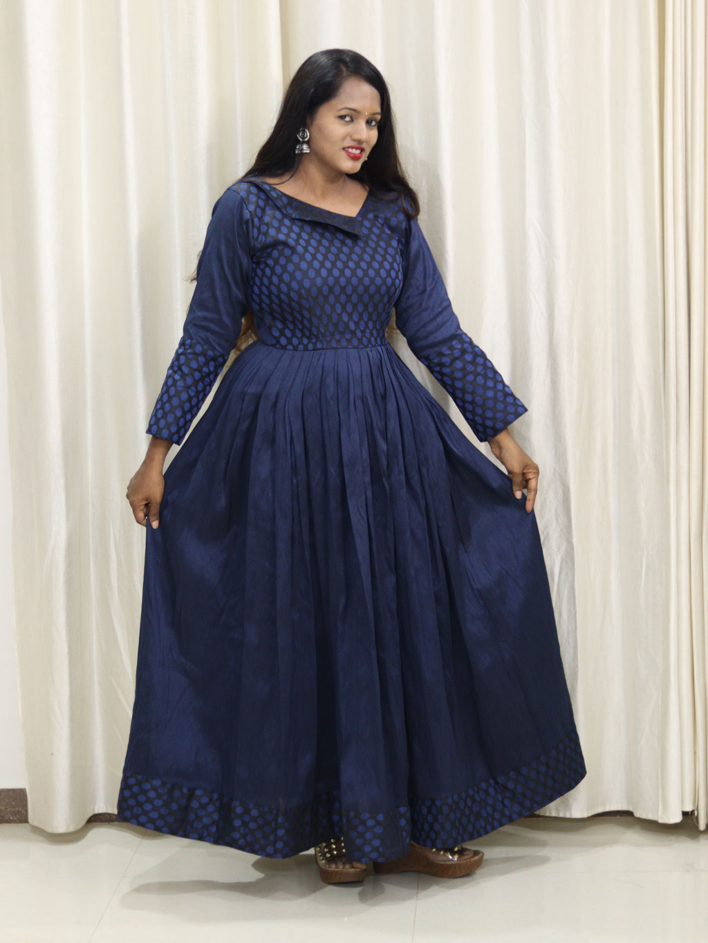 Traditional Full Length Blue Dress by Maanas Designs