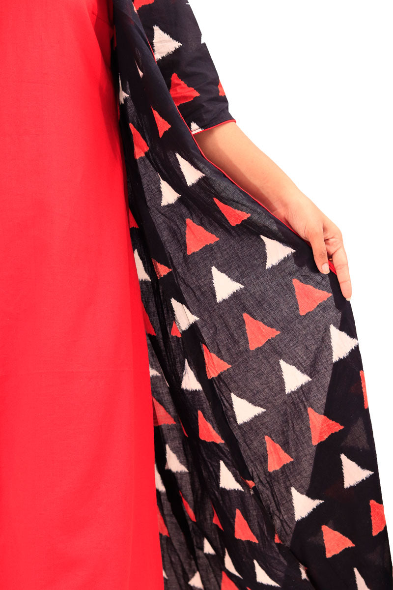 Cotton Shrug with Geometric Print