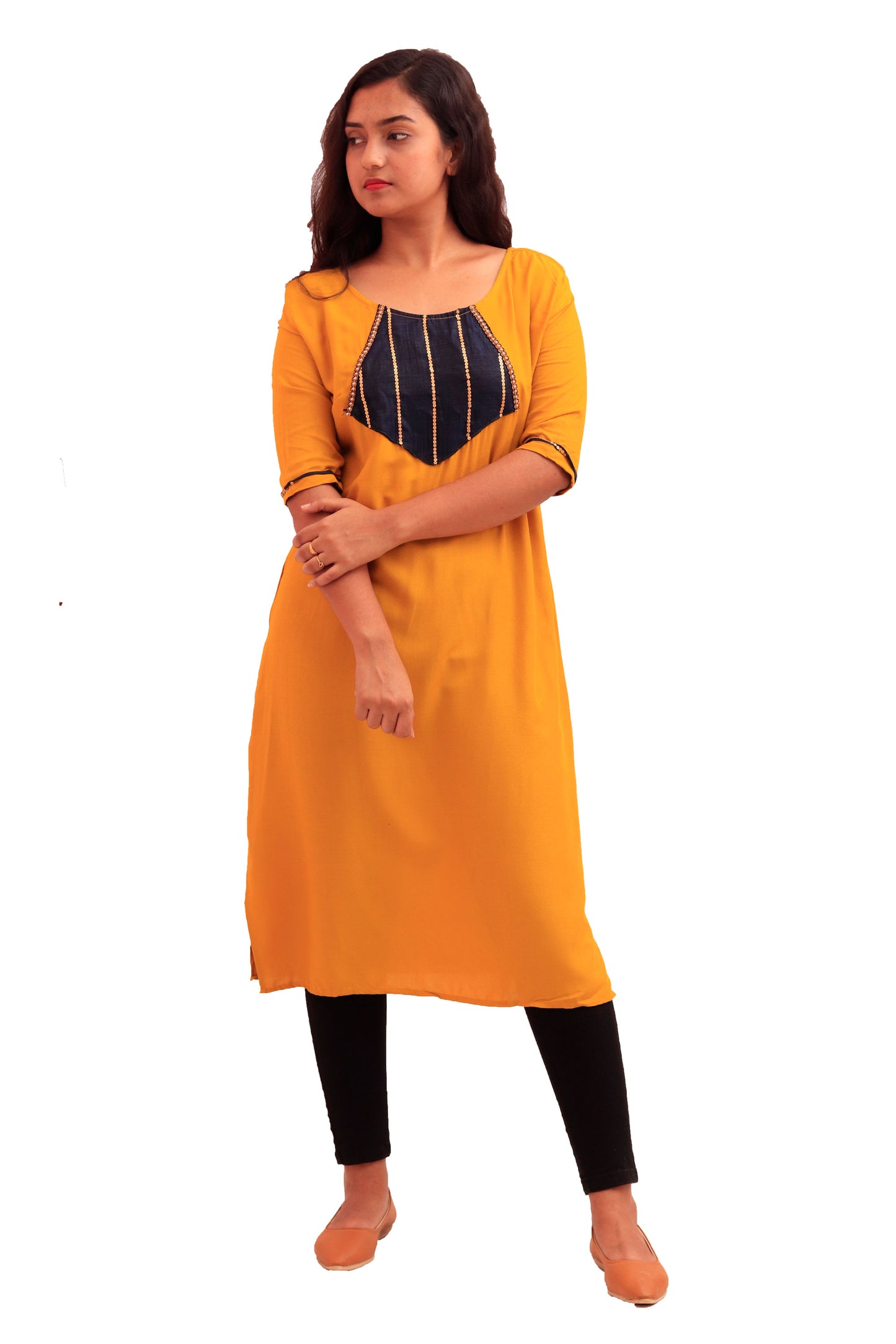 Yellow and Blue Combination  Kurti